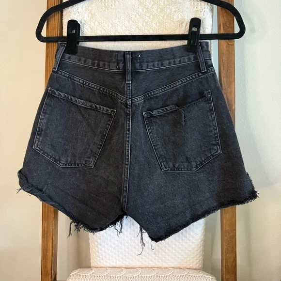 NWOT Agolde Black Denim 100% Cotton Dee Jean Shorts - Picture 5 of 5